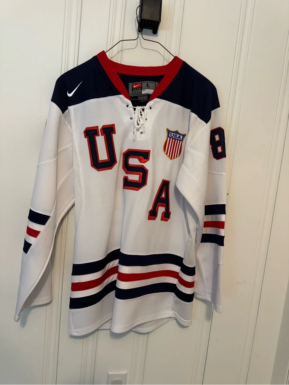 Team USA Nike Hockey Jersey — White, Size L Adult